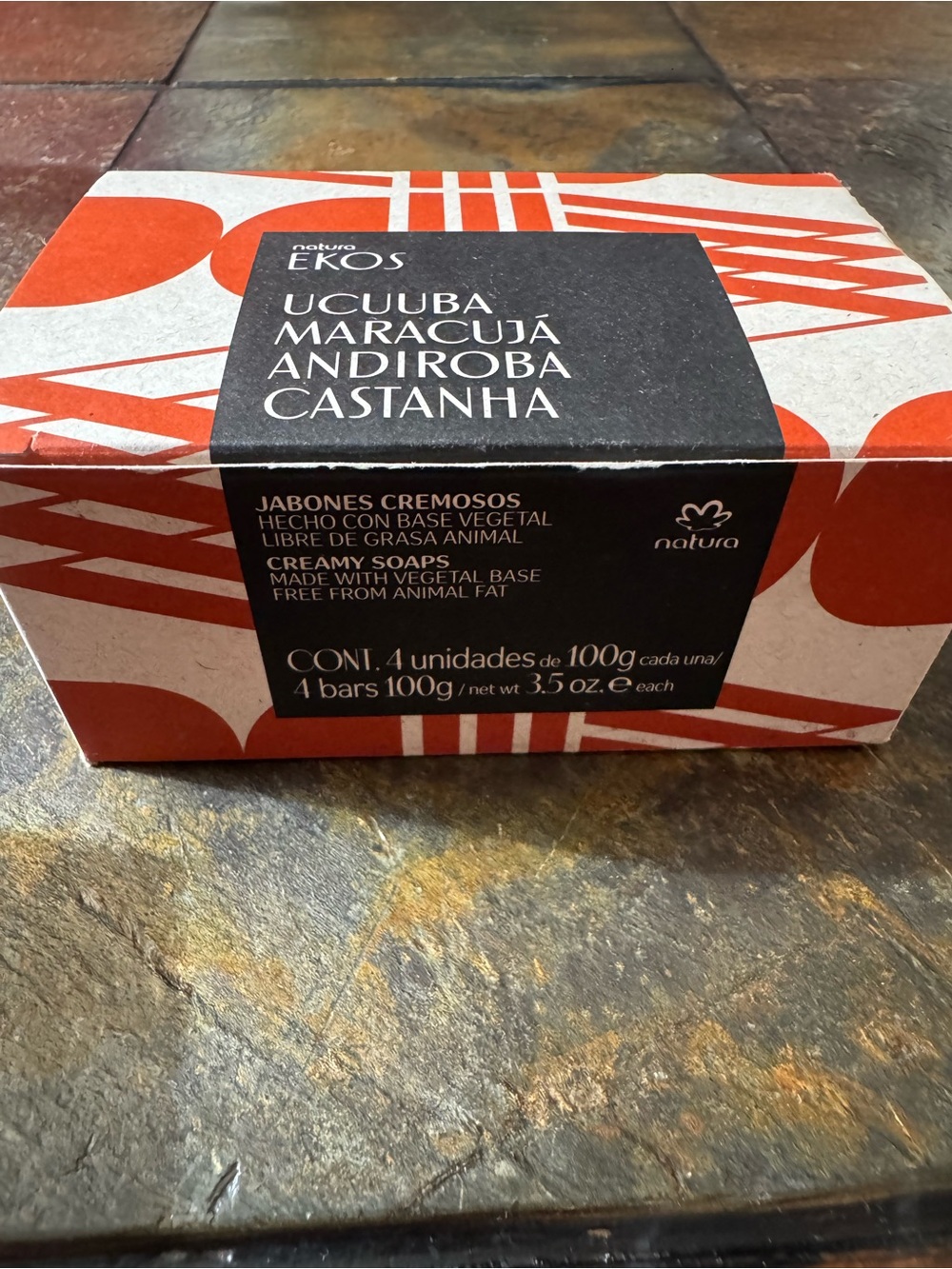 Natura Ekos Women's Bath Box with 4 exfoliating Bar soaps UCUUBA Brazil 100g